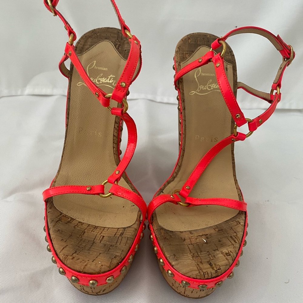 Christian Louboutin Coral Corkscrew Wedges